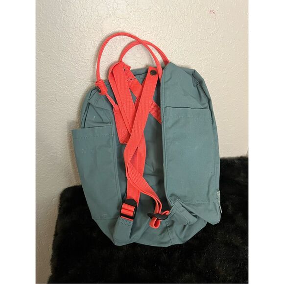 Fjallraven Kanken Unisex Classic Handbag Backpack Bag, Frost Green Coral Strap - Picture 3 of 5